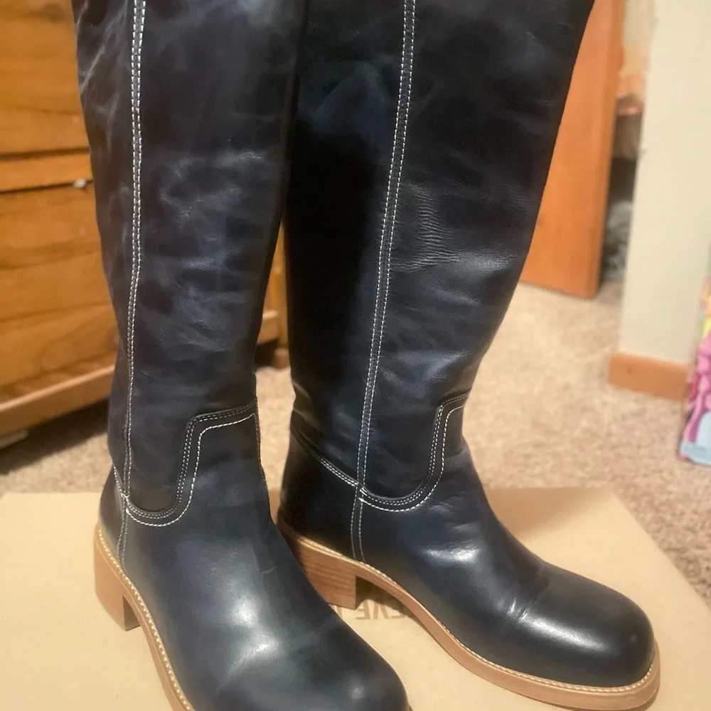 Stunning Leather Steve Madden Navy blue   Boots! - Picture 6 of 8